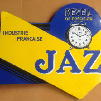 Plaque Annonce Émaillée Vintage JAZ Réveil De Précision - Plaque Publicitaire