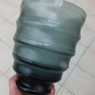 + Grand vase Art déco en verre bleuté givré +