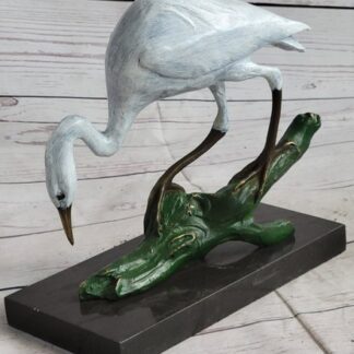 Signée Original Milo Crane Oiseau Bronze Art Déco Sculpture Statue Figurine