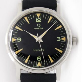 Vintage Omega Geneve Winding Black Dial 34mm Steel Watch 135.070 C.1970