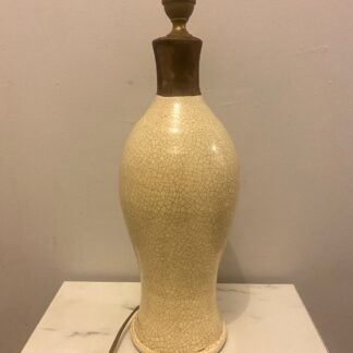 Superbe pied Lampe Céramique Craquelé Blanc ancien Art Deco Vintage