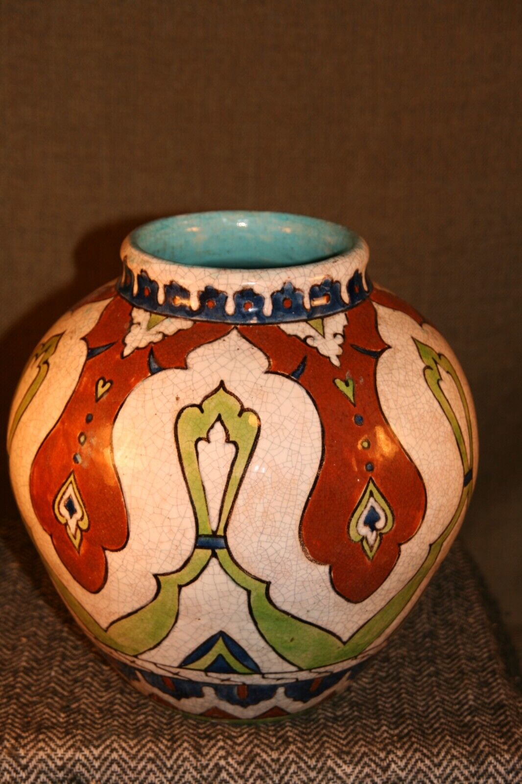 céramique vase boule peinture émaillée art déco **