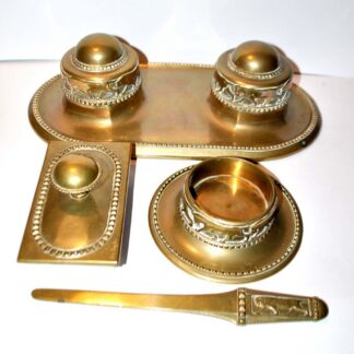 Garniture bureau ART DECO Encrier bronze MAX FREY Gladenbeck Berlin LION 1920