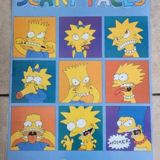 Affiche Vintage Plastifiée THE SIMPSONS "SCARY FACES" 43,5 x 61,5 cm Années 90