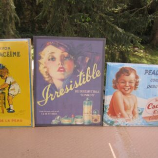 LOT (3) PLAQUES PUBLICITAIRES TOLE 40 X 30 NEUVES & PARFAIT ETAT