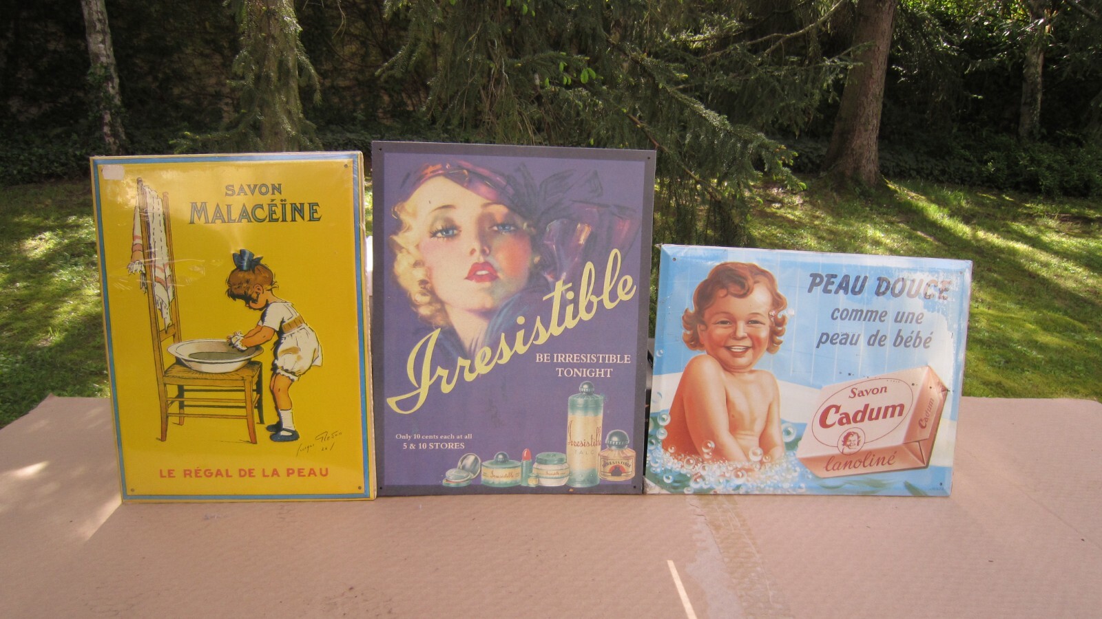 LOT (3) PLAQUES PUBLICITAIRES TOLE 40 X 30 NEUVES & PARFAIT ETAT