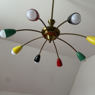 Lustre Vintage stilnovo 8 feux multicolor art déco