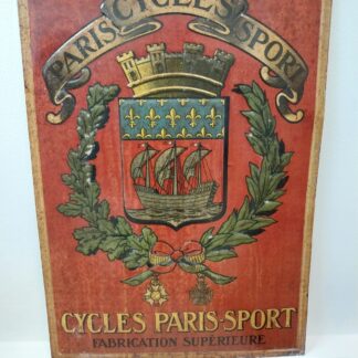 Plaque émaillée,  tole publicitaires paris cycle sport