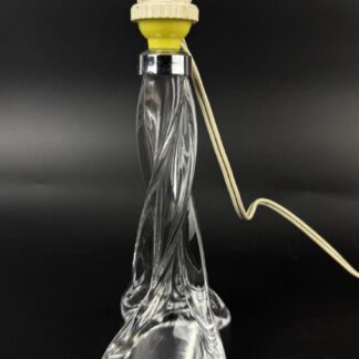 Pied de Lampe en Verre Épais Moulé et Torsadé - Art Déco Vintage