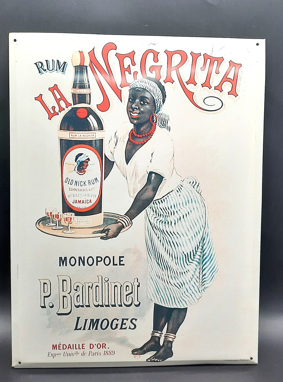 Plaque publicitaire RHUM LA NEGRITA DE JAMAIQUE Grand format 30X40 cm RARE