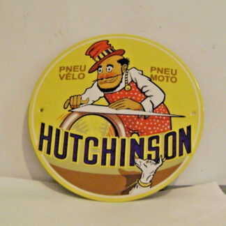 Plaque publicitaire en métal - Hutchinson - Diam. 21 cm