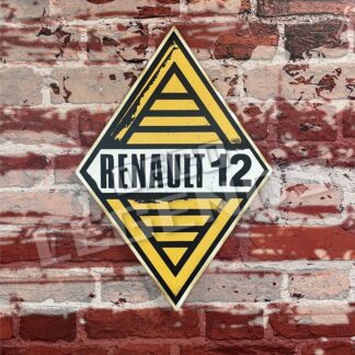 Enseigne renault 12, plaque publicitaire vintage