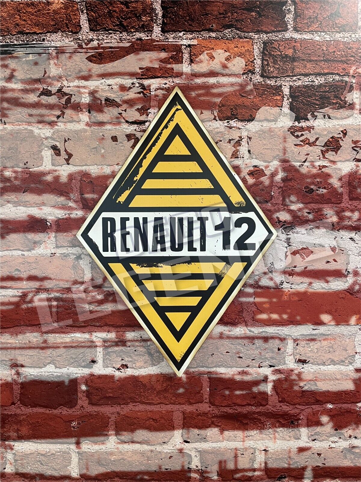 Enseigne renault 12, plaque publicitaire vintage