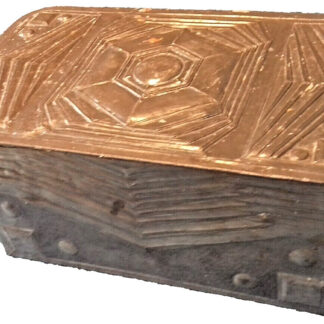 TRES RARE (UNIQUE?)BOITE ART DECO MOTIFS GEOMETRIQUES en ETAIN(?)