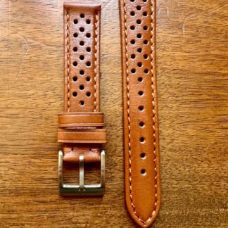 Bracelet de montre en cuir caramel type rallye 18mm neuf
