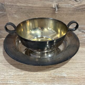 Ancienne Tasse Et Sous Tasse orfèvrerie St Medard métal argenté french art déco