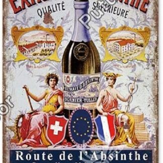 Plaque publicitaire en tôle " Extrait d'Absinthe " 30 x 20 cm