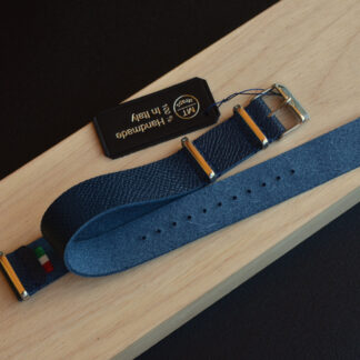 Cinturino Artigianale En Pelle De Type Militaire Bleu Epsom 22 Mm