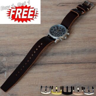 Bracelet montre NATO en cuir,Zulu militaire strap,adapté Omega 18/20/22/24/26 mm