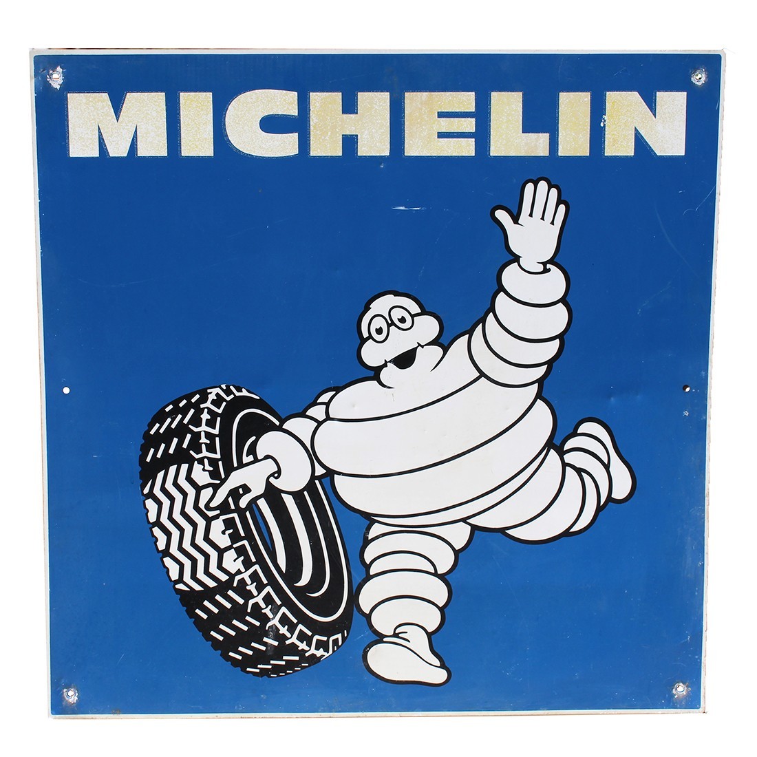 Ancienne plaque publicitaire 65 cm x 65 cm / tôle non émaillée / Michelin