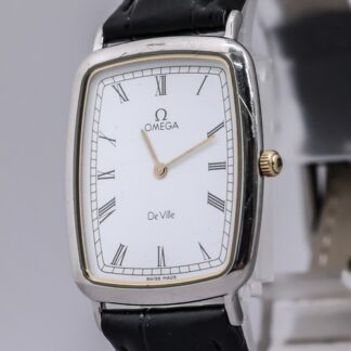 **Exc+5** Vintage OMEGA De Ville Cal.1378 Quartz Roman White Dial 27mm Tank Mens