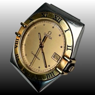 Vintage Omega Constellation 33mm Quartz Watch With 18K Gold Roman Numeral Bezel