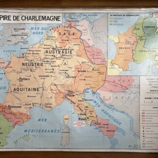 Ancienne affiche scolaire plastifiée - L’Empire de Charlemagne