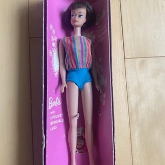 1958 VINTAGE BRUNETTE BARBIE BENDABLE LEGS Mattel # 1070 WITH DOLL BOX