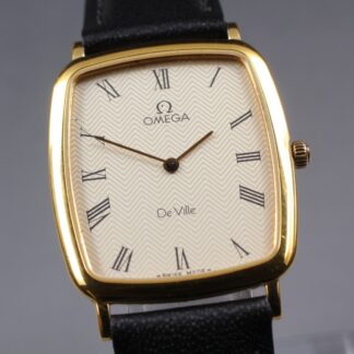 [Near MINT] OMEGA De Ville Cal.1378 Gold 26mm Rectangle Roman Quartz Men's Watch