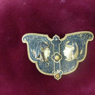 rare boucle bijou chryselephantine,néo egyptienne,art deco,L10cm,H 6,5cm,P 56g