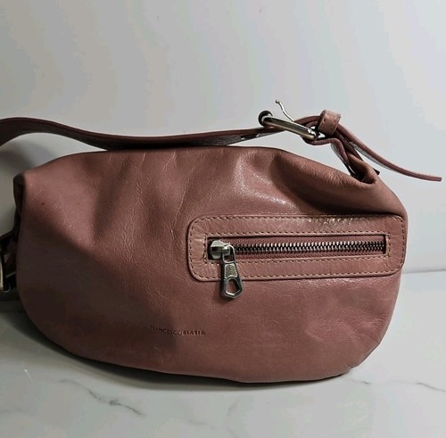 Francesco Biasia Dusty Rose Leather Satchel Shoulderbag 11x7" Made In Italy