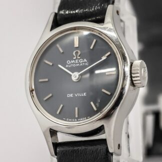 *Exc+5* Vintage 1969 OMEGA De Ville Cal.671 Automatic Black Women's Genuine Belt