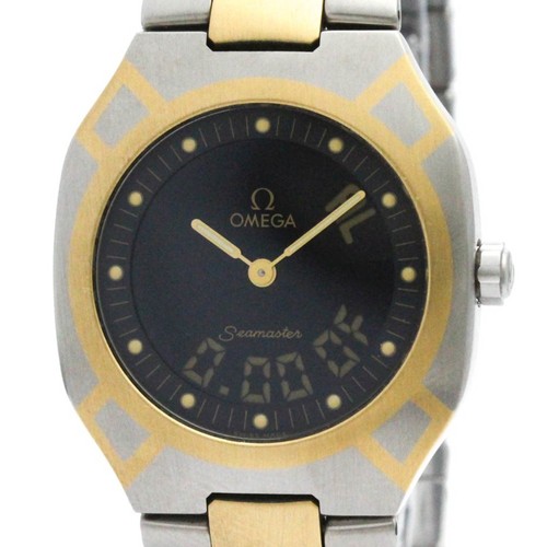 Polished OMEGA Seamaster Polaris Analog Digital 18K Gold Steel Watch BF579628