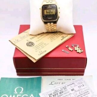 Next Day Vintage OMEGA LCD Speedmaster LCD Quartz 1620 186.0009 Box Gold Tone