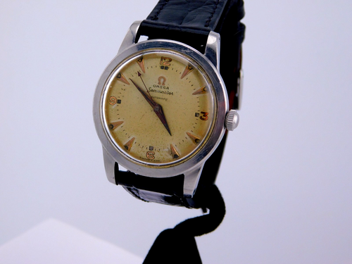 VINTAGE OMEGA BUMPER CAL .351 PATINA DIAL MENS WRISTWATCH SERVICED C. 1950