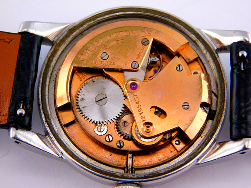 VINTAGE OMEGA BUMPER CAL .351 PATINA DIAL MENS WRISTWATCH SERVICED C. 1950