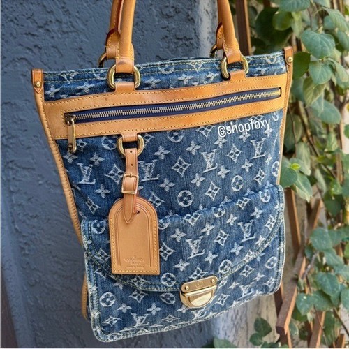 Louis Vuitton Vintage Y2K Monogram Denim Sac Plat Tote