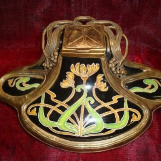 Encrier Fleur Iris Style Art Deco Style Art Nouveau Porcelaine Ceramique