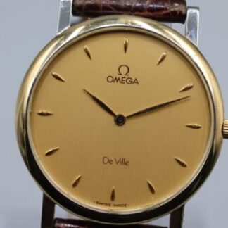 *Exc+5* OMEGA De Ville Cal.1378 Quartz Gold Dial Mens Vintage Watch From Japan