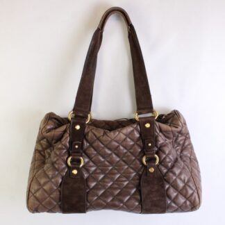 Francesco Biasia Purse Brown Quilted Leather Shoulder Bag Purse