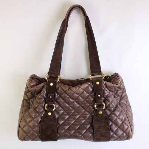 Francesco Biasia Purse Brown Quilted Leather Shoulder Bag Purse