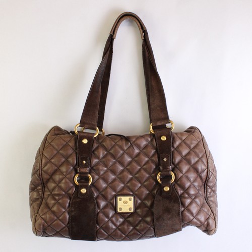 Francesco Biasia Purse Brown Quilted Leather Shoulder Bag Purse – Image 2