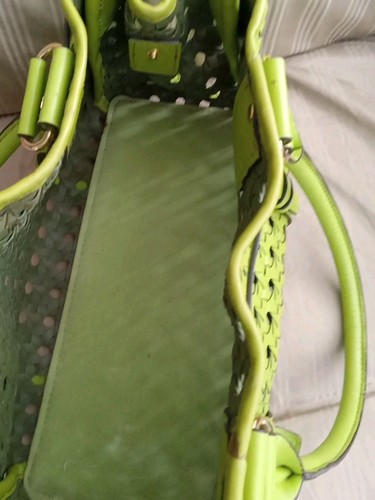 Francesco Biasia Woven Leather Small Tote Bag Lime Green – Image 5
