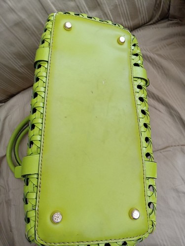 Francesco Biasia Woven Leather Small Tote Bag Lime Green – Image 13
