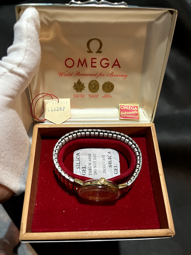 Vintage 1963 Omega Seamaster Gold Watch Running Original Metal Case -USA LISTING