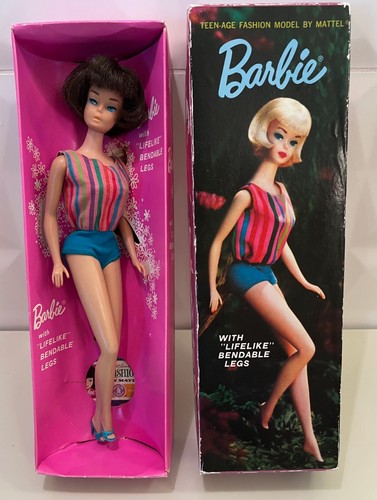 1965 Vintage Brunette Bendable Leg Barbie Doll with Original Box #1070
