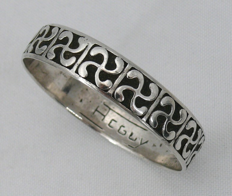 Bracelet basque Teguy Henri, croix basque argent massif, Art Déco, très bon état