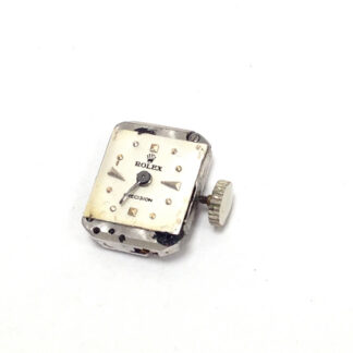 Rolex Precision 17 Jewels Manual Wind Rectangular Watch Movement Damaged / Parts