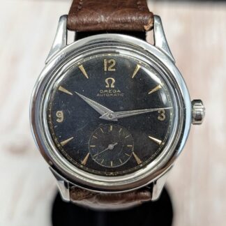 1954 Omega Automatic Watch Cal. 490 17 Jewels Wristwatch 34mm S.S. Black Dial
