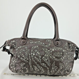 Francesco Biasia Brown Leather Metal Studded Purse Shoulder Bag. C116